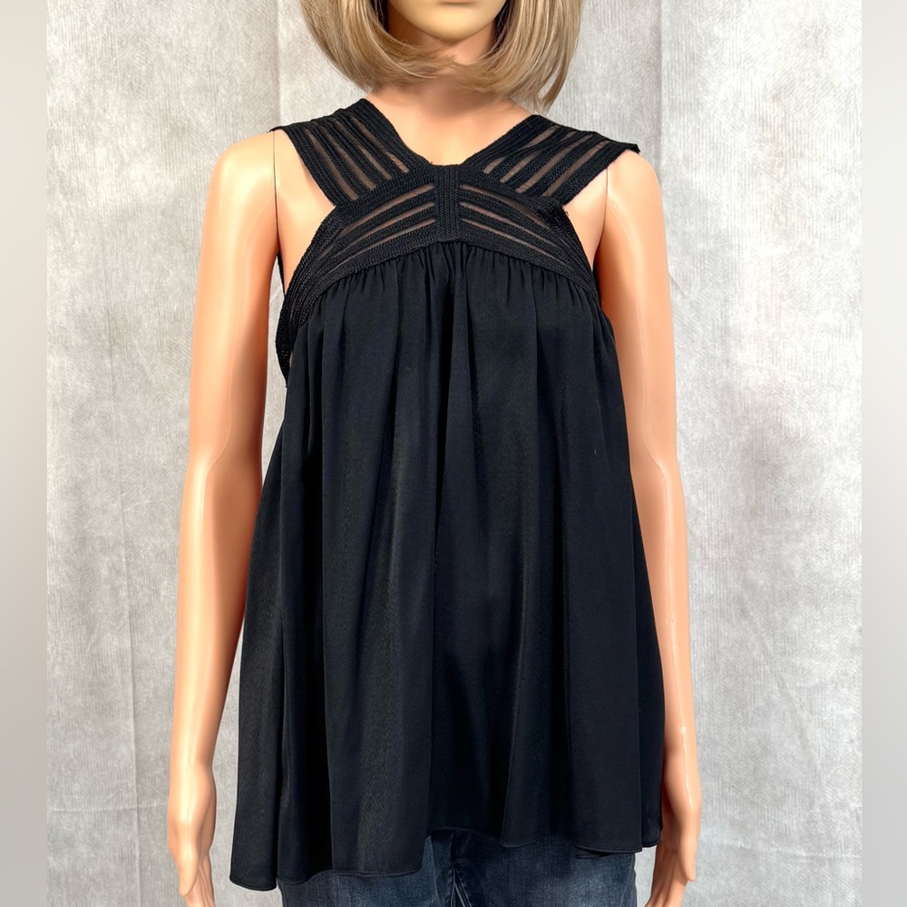 Max Studio Black Sleeveless Pleated Blouse